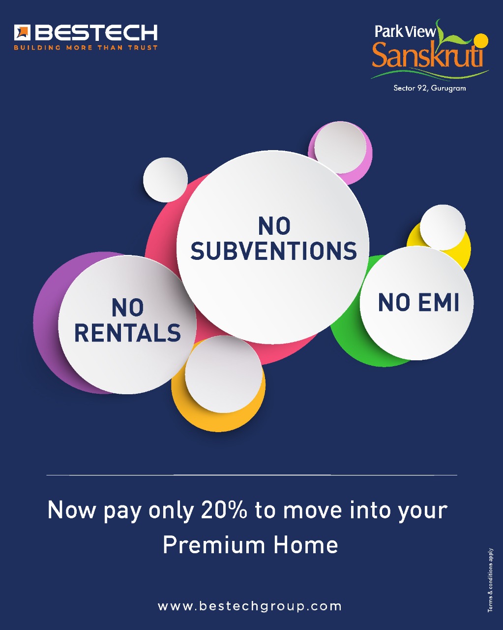 Bestech Park View Sanskruti offers easy payment plan, pay 20% and move in now Update